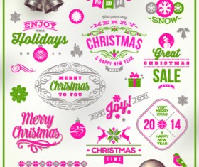 Cute Christmas holidays labels design vector 01