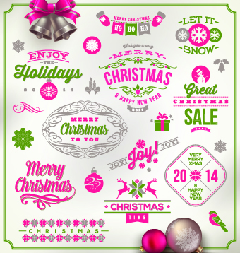 Cute Christmas holidays labels design vector 01