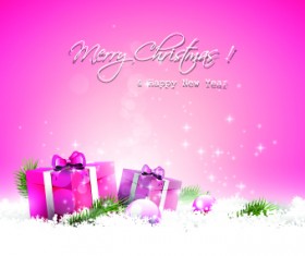 Cute pink christmas background vector