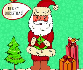 Cute santa with bird vector