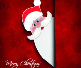 Cute santa with red christmas background vector