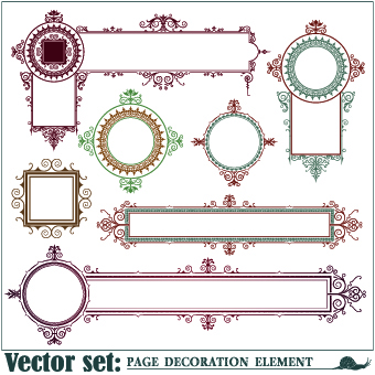 Decoration frame element vector set 02