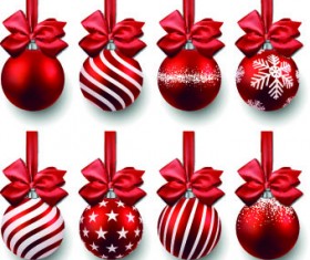 Different color christmas balls vector 01