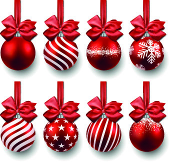 Different color christmas balls vector 01