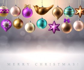 Different shapes christmas baubles vector 01