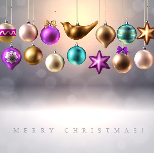 Different shapes christmas baubles vector 01