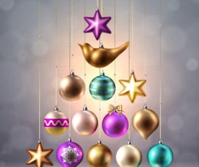 Different shapes christmas baubles vector 02