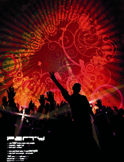Music party grunge style flyer design vector 04