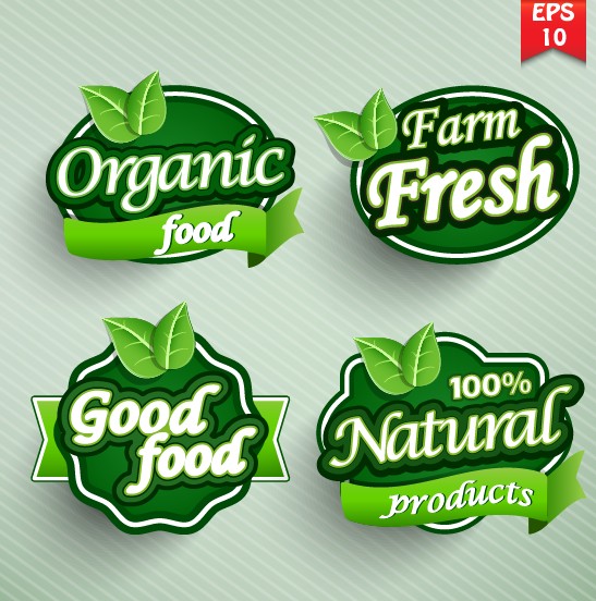 Natural Food label design vector 04