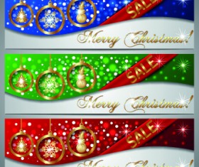 Gloss Christmas sale banner vector 01