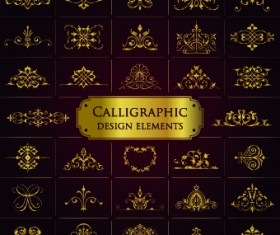 Golden Calligraphic design elements vector