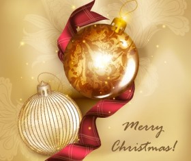 Golden Christmas balls 2014 background vector 01