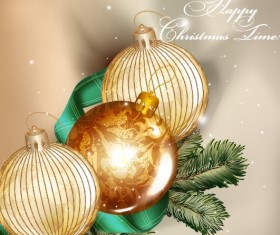 Golden Christmas balls 2014 background vector 02