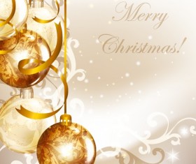 Golden Christmas balls 2014 background vector 03
