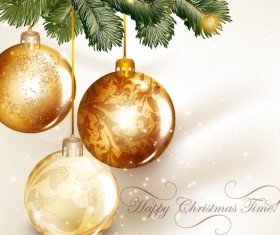 Golden Christmas balls 2014 background vector 04