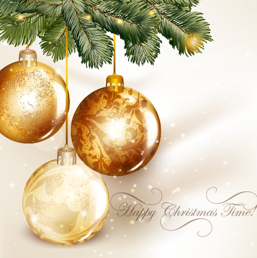 Golden Christmas balls 2014 background vector 04