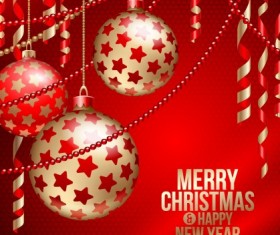 Golden Christmas balls 2014 background vector 06