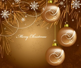 Golden Christmas balls 2014 background vector 09