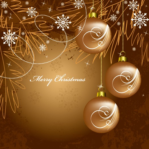 Golden Christmas balls 2014 background vector 09