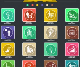 Growth business shadow icons vector 02