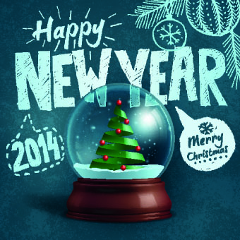 Handwriting 2014 Merry Christmas backgrounds vector 01