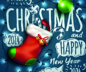 Handwriting 2014 Merry Christmas backgrounds vector 02