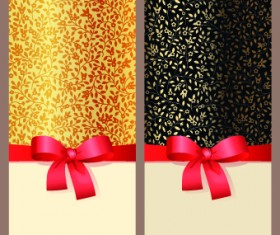 Delicate bow Invitation cards design vector 02