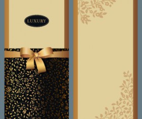 Delicate bow Invitation cards design vector 03