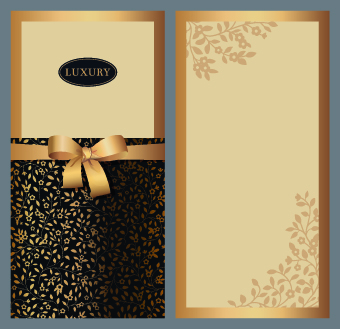 Delicate bow Invitation cards design vector 03