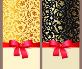 Delicate bow Invitation cards design vector 05