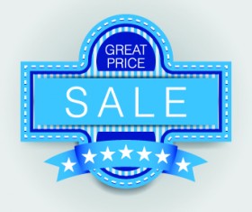 Blue sale labels vector set 03