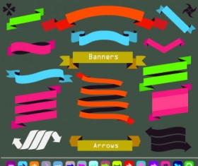 Vintage labels and ribbon design vector set 01