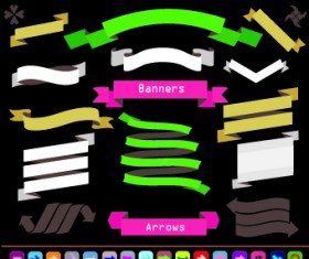 Vintage labels and ribbon design vector set 04