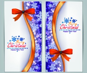 2014 Merry Christmas bow cards design vector set 02