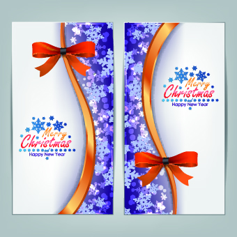 2014 Merry Christmas bow cards design vector set 02