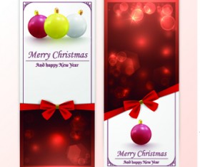 2014 Merry Christmas bow cards design vector set 03