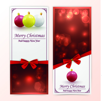 2014 Merry Christmas bow cards design vector set 03