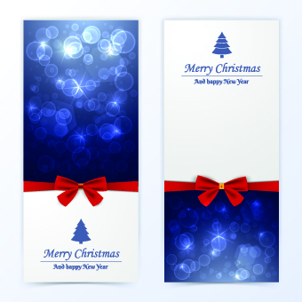 2014 Merry Christmas bow cards design vector set 04