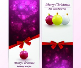 2014 Merry Christmas bow cards design vector set 05