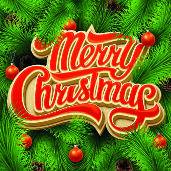 Merry Christmas design with Pine needles background
