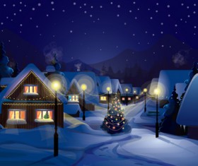 Merry Christmas winter night designs vector 01