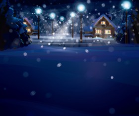 Merry Christmas winter night designs vector 02