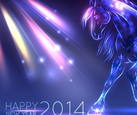 Neon Horse New Year design vector background 03