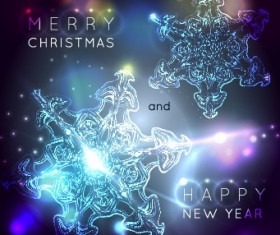 Neon Snowflake New Year and Christmas background 02
