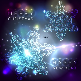 Neon Snowflake New Year and Christmas background 02