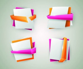 Origami with color ribbon banner vector 01