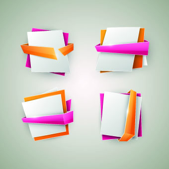 Origami with color ribbon banner vector 01