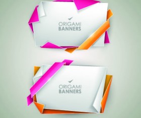 Origami with color ribbon banner vector 03