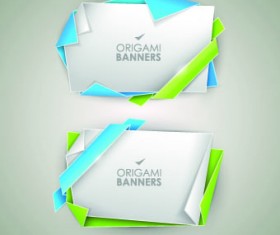 Origami with color ribbon banner vector 04