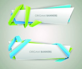 Origami with color ribbon banner vector 05